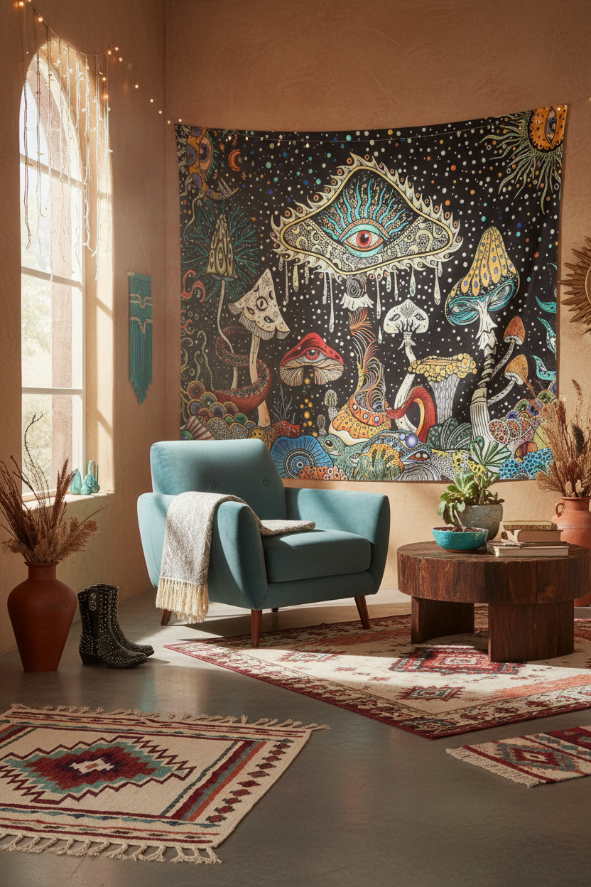 The "Psychedelic" Mushroom Tapestry